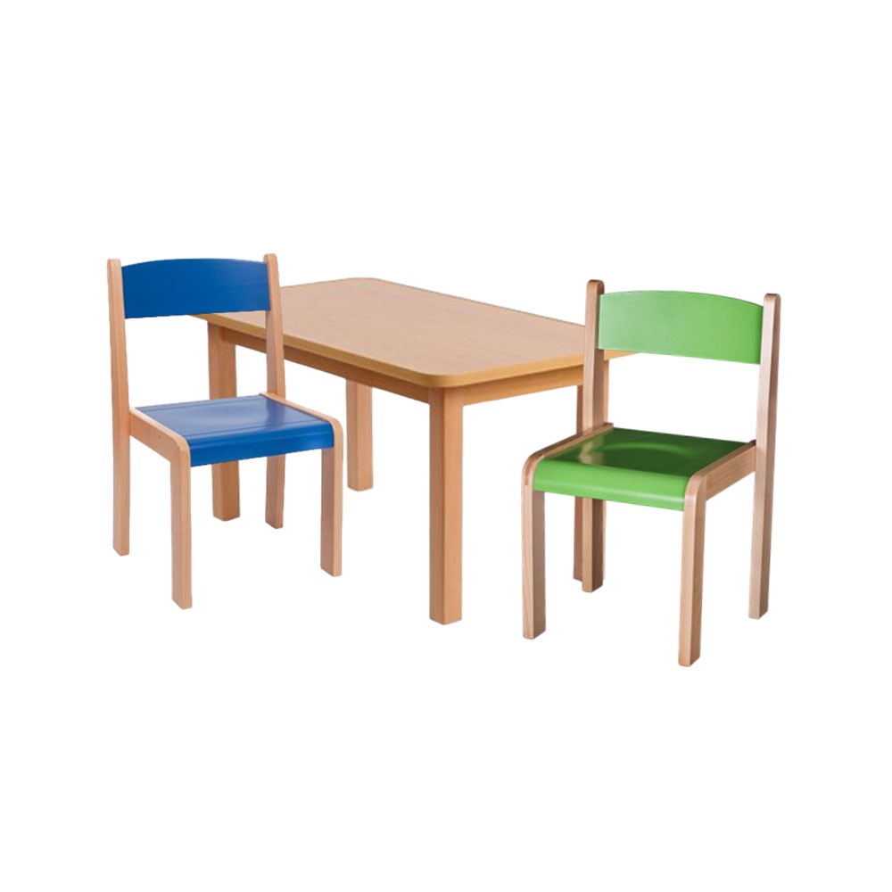 Set masa si 4 scaune gradinita bambi, h35, albastru/verde