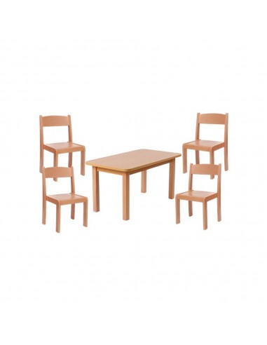 Set masa si 4 scaune gradinita Bambi, H31, natur
